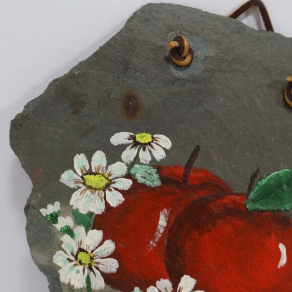 Slate Wall Decor Apples Daisies D. Leblanc Hand Painted Rustic Farmhouse Core - Picture 3 of 7